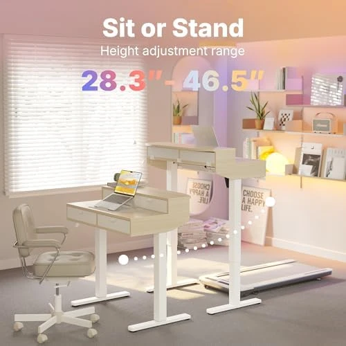 Electric Standing Desk with Drawers — Standing Desk, HUANUO