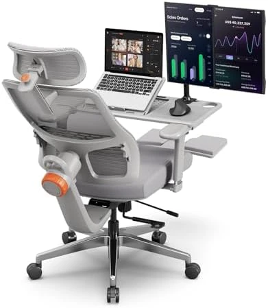 Ergonomic Office Chair with Footrest, Auto-Following Lumbar Support, High Back Desk Chair with 4D Armrest, 136° Tilt... — Smart Chairs, NEWTRAL