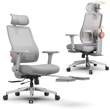 Ergonomic Office Chair with Footrest, Auto-Following Lumbar Support, High Back Desk Chair with 4D Armrest, 136° Tilt... — Smart Chairs, NEWTRAL
