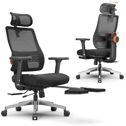 Ergonomic Office Chair with Footrest, Auto-Following Lumbar Support, High Back Desk Chair with 4D Armrest, 136° Tilt... — Smart Chairs, NEWTRAL