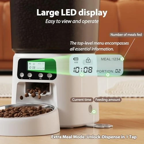 Automatic Cat Feeder with Stainless Steel Bowl — Automatic Pet Feeder, Petrice
