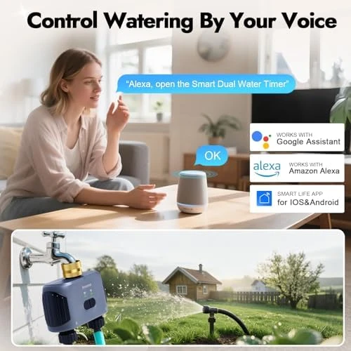 2 Zones WiFi Water Timer Brass Inlet — Irrigation System, Insoma