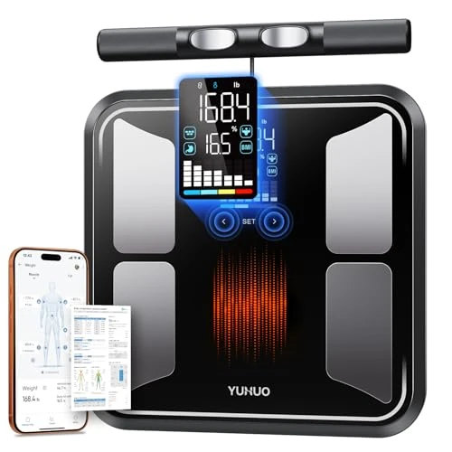 Smart Scale for Body Weight, 4-Electrode BIA Body Composition Scale with High Precision, Large LED Display, Digital... — Smart Scale, YUHUO