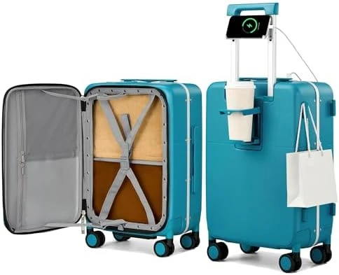 24 Inch Luggage with Cup Holder and Charge — Smart Luggage, Hanke