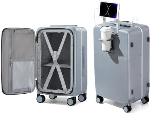 24 Inch Luggage with Cup Holder and Charge — Smart Luggage, Hanke