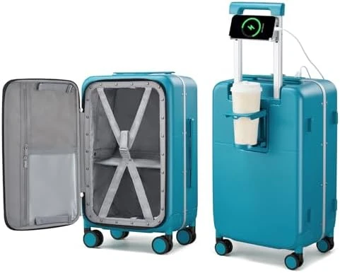 24 Inch Luggage with Cup Holder and Charge — Smart Luggage, Hanke