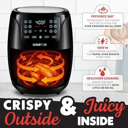 6 Qt Air Fryer with Digital Display and 12 Presets — Air Fryer, Gourmia