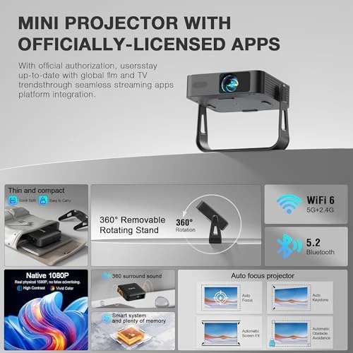 Black Smart Mini Projector with WiFi and Bluetooth — Smart Projector, XuanPad