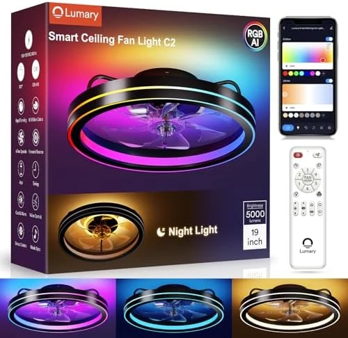 Smart Ceiling Fan Light with Nightlight — Smart Fan, Lumary