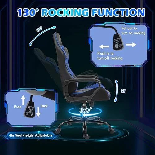 Gaming Chair with Massage Lumbar Support — Smart Chairs, ECOTOUGE