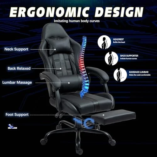 Massage Gaming Chair with Footrest — Smart Chairs, ECOTOUGE