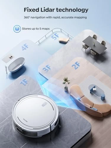 Robot Vacuum and Mop, 3-in-1 Robotic Vacuum Cleaner with Schedule, 5000Pa Suction, LiDAR Navigation & Smart Mapping, 150... — Robot Vacuum, Vyzzle