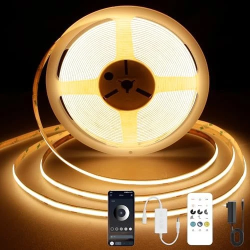 COB LED Strip Lights 9.84ft, 3000K Warm White, DC24V, CRI93+, Bluetooth App Control, Dimmable — LED Strip Lights, AUZIWE