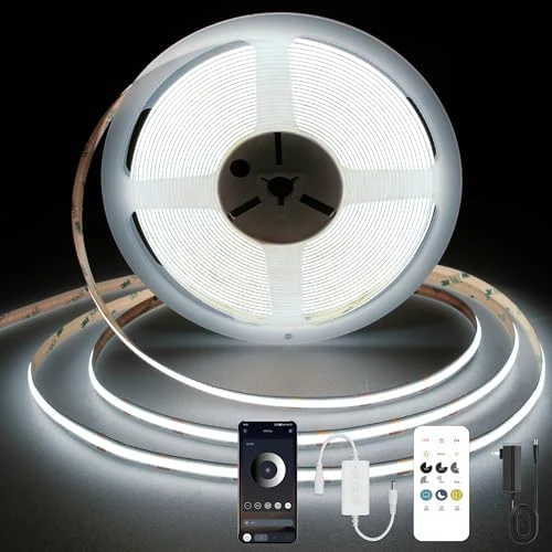 COB LED Strip Lights 9.84ft, 3000K Warm White, DC24V, CRI93+, Bluetooth App Control, Dimmable — LED Strip Lights, AUZIWE