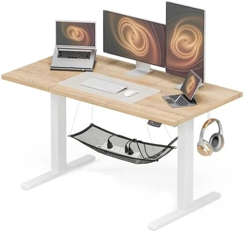 Electric Standing Desk, Height Adjustable Home Office Desk with Memory Presets & Cable Management, Rustic Brown Sit... — Standing Desk, Acrolix