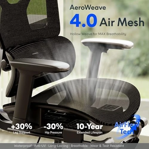 Ergonomic Office Chair with Footrest — Smart Chairs, FLEXISPOT