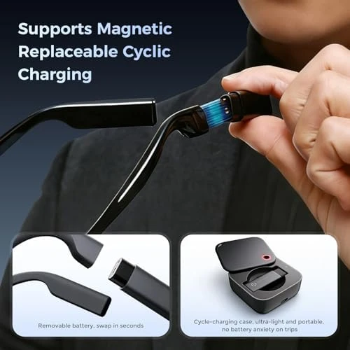 Smart Glasses with Camera & AR Display, Invisible Teleprompter & 268-Language Real-Time Translation — Smart Glasses, Domars