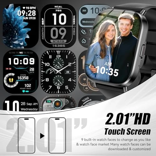 Smart Watch with 2.01" HD Touchscreen, Bluetooth Calling, 120+ Sports Modes, 24/7 Heart Rate & Sleep Monitoring, IP67... — Fitness Tracker, ganopterygon