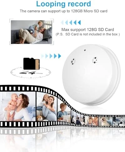 WiFi Hidden Camera in Smoke Detector — Security Camera, DAIFAC
