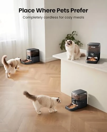 Automatic Cat Feeder, WiFi Rechargeable 100-Day Battery Operated Pet Feeder, 12 Cups Dry Food Dispenser for Large... — Automatic Pet Feeder, oneisall