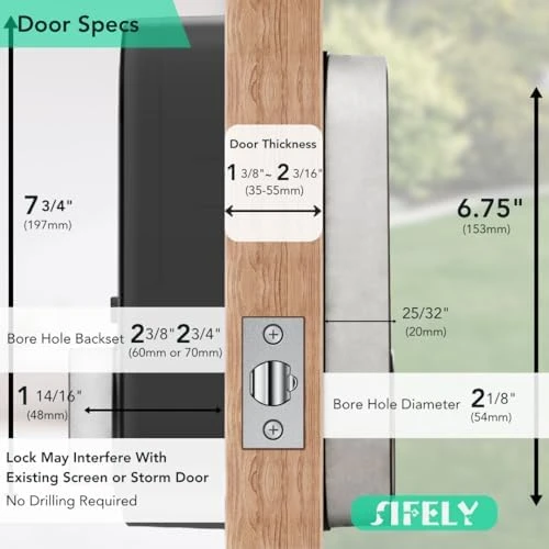 Built-in WiFi Fingerprint Smart Deadbolt with Keypad — Smart Lock, Sifely