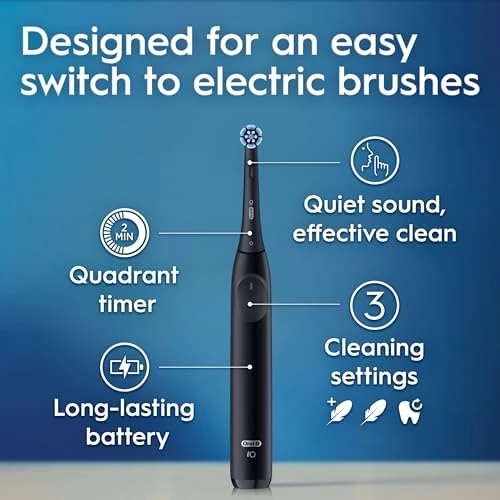 Rechargeable Electric Toothbrush, iO2 Starter Kit, 3 Cleaning Modes, Automatic Pressure Sensor to Protect Gums, 2 Brush... — Electric Toothbrush, Oral-B