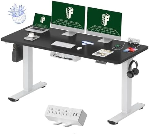 Whole-Piece Standing Desk with Clamp Power Strip, 55 x 28 — Standing Desk, FLEXISPOT