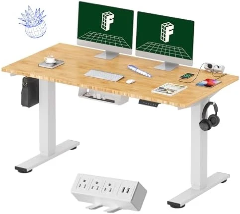 Whole-Piece Standing Desk with Clamp Power Strip, 55 x 28 — Standing Desk, FLEXISPOT