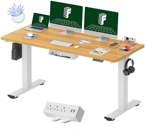 Whole-Piece Standing Desk with Clamp Power Strip, 55 x 28 — Standing Desk, FLEXISPOT