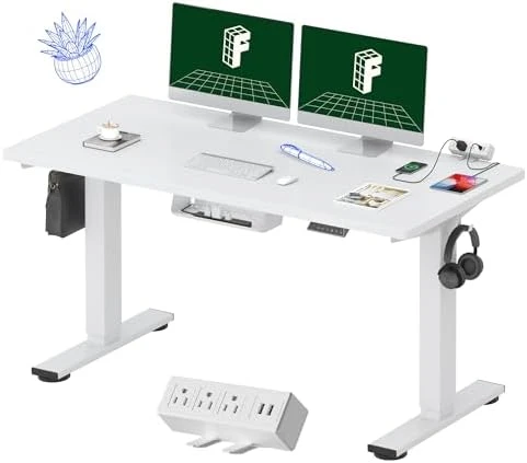 Whole-Piece Standing Desk with Clamp Power Strip, 55 x 28 — Standing Desk, FLEXISPOT