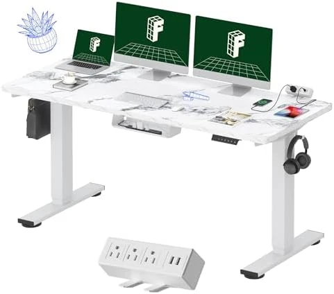 Whole-Piece Standing Desk with Clamp Power Strip, 55 x 28 — Standing Desk, FLEXISPOT