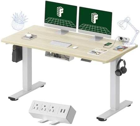 Whole-Piece Standing Desk with Clamp Power Strip, 55 x 28 — Standing Desk, FLEXISPOT