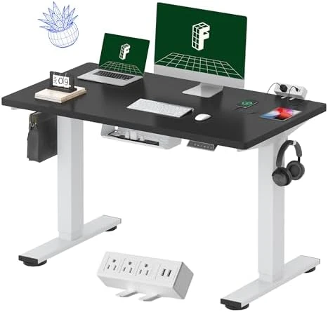 Whole-Piece Standing Desk with Clamp Power Strip, 55 x 28 — Standing Desk, FLEXISPOT
