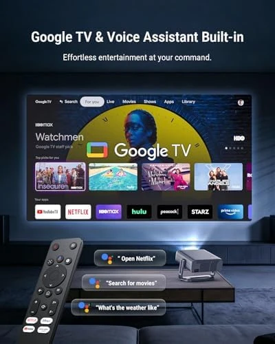 4K Projector with Built-in Google TV and Auto Features — Smart Projector, Pemoon