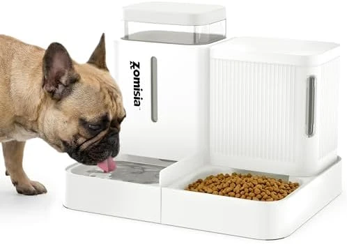 Automatic Cat Feeder and Water Dispenser Set, 2 in 1 Gravity Food Dispenser — Automatic Pet Feeder, ZOMISIA