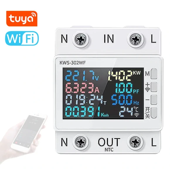 8-in-1 Power Meter with Color Screen — Energy Monitor, KEWEISI