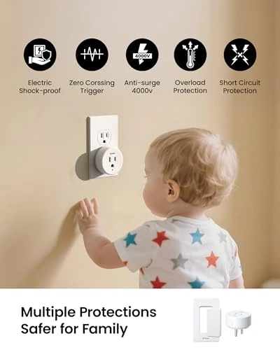 Remote Control Outlet Plug Switch, Buckle Design & Removable Wireless Light Switch — Smart Plug, Zoiinet