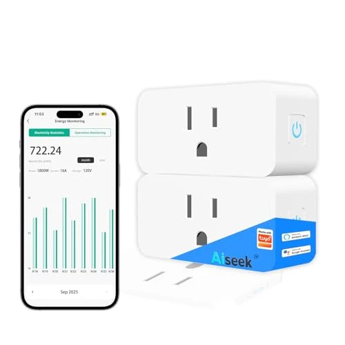 Smart Plug with Energy Monitoring, 15A 1800W 2.4Ghz Wi-Fi Outlet 4-Pack — Smart Plug, AiSeek