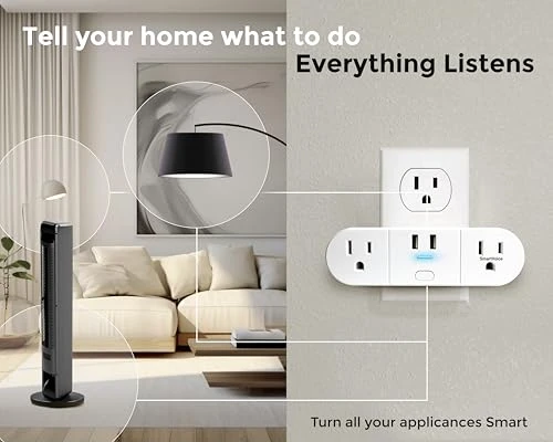 SmartVoice 4-in-1 Dual Wall Plug — Smart Plug, Emerson