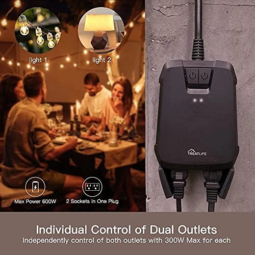2 in 1 Outdoor Smart Dimmer Plug — Smart Plug, TREATLIFE