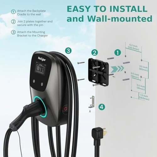 Level 2 EV Charger with WiFi & Plug-Play, 48A — EV Charger, NexCyber