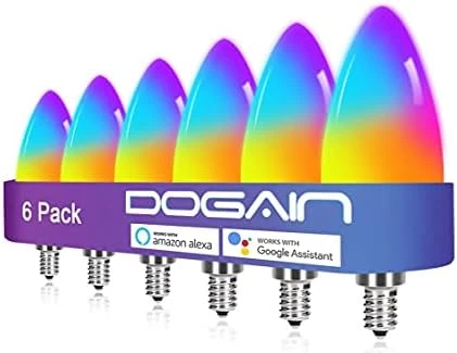 Smart Light Bulbs E12 Base LED Light Bulb Color Changing WiFi-Bluetooth Lights — Smart Light Bulb, DOGAIN