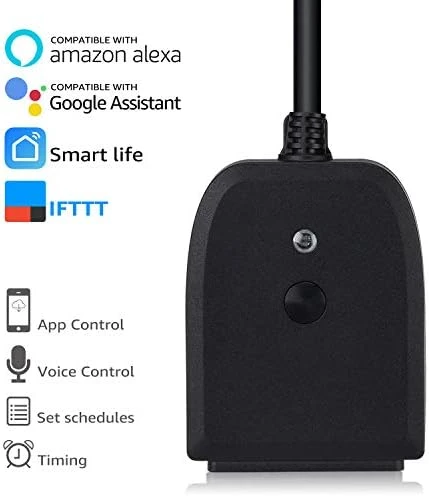 WiFi Outdoor Smart Plug, 2 Independently Control Sockets Power Outlet — Smart Plug, TORCHSTAR