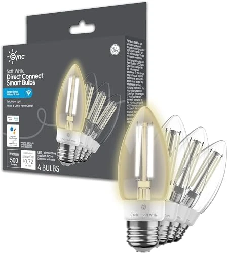 Smart LED Light Bulb, B11 Candle, Soft White, 60W Equivalent, Pack of 2 — Smart Light Bulb, GE