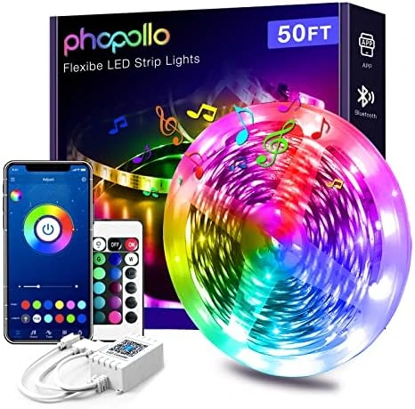 LED Lights for Bedroom 200ft, Music Sync Color Changing, Smart App Control with Remote — LED Strip Lights, phopollo