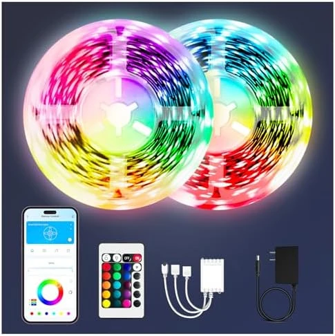 LED Lights for Bedroom 200ft, Music Sync Color Changing, Smart App Control with Remote — LED Strip Lights, phopollo
