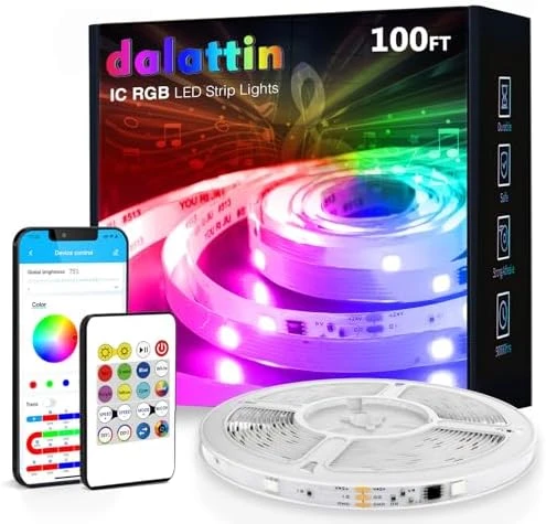 LED Strip Lights for Bedroom, 100ft 5050 LED Strip with DIY Multiple Colors — LED Strip Lights, dalattin
