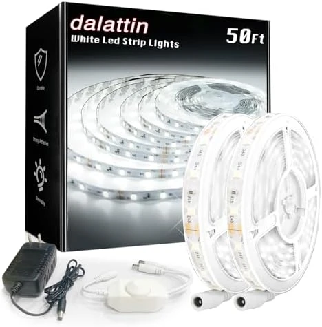 White LED Strip Lights, 20ft Dimmable Super Bright 24V 6500K 360 LEDs — LED Strip Lights, dalattin