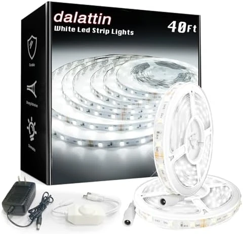 White LED Strip Lights, 20ft Dimmable Super Bright 24V 6500K 360 LEDs — LED Strip Lights, dalattin
