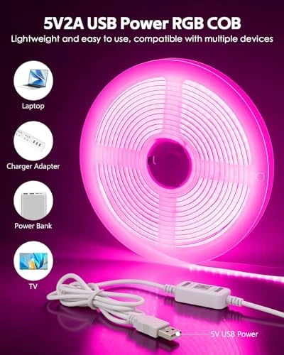 Bluetooth USB RGB COB LED Strip Lights 6.56FT with Remote Control — LED Strip Lights, Samsion